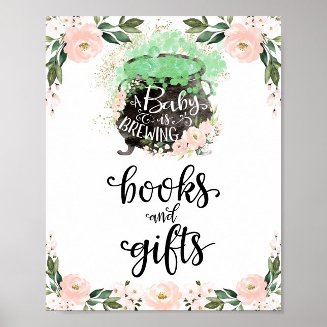 Affiche Books and Gifts Halloween Girl Baby Shower Sign (Devant)