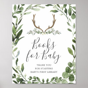 Affiche Books de Baby shower de cerfs de bûcheron pour béb