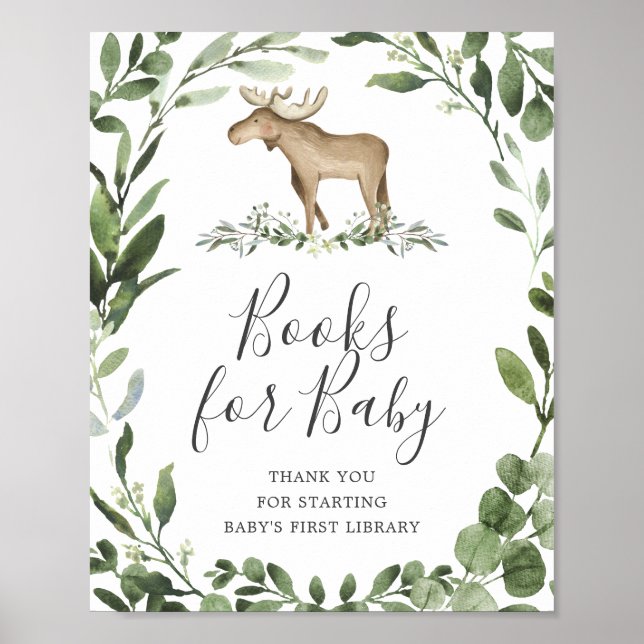 Affiche Books de Baby shower d'orignal de bûcheron pour bé (Devant)