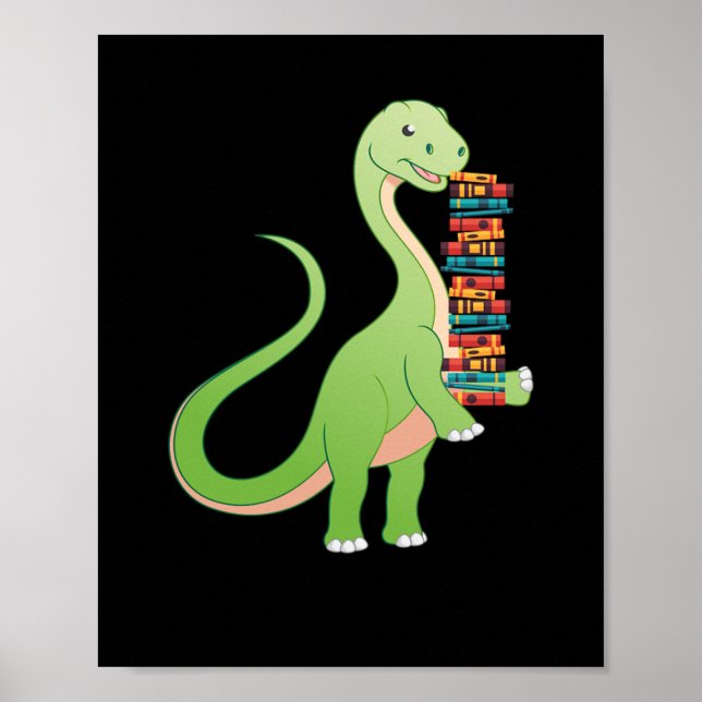 Affiche Books Dino Reading Book Literature (Devant)