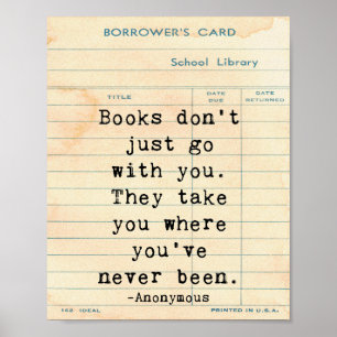 Affiche Books Don't Just Go With You Quote Wall Art