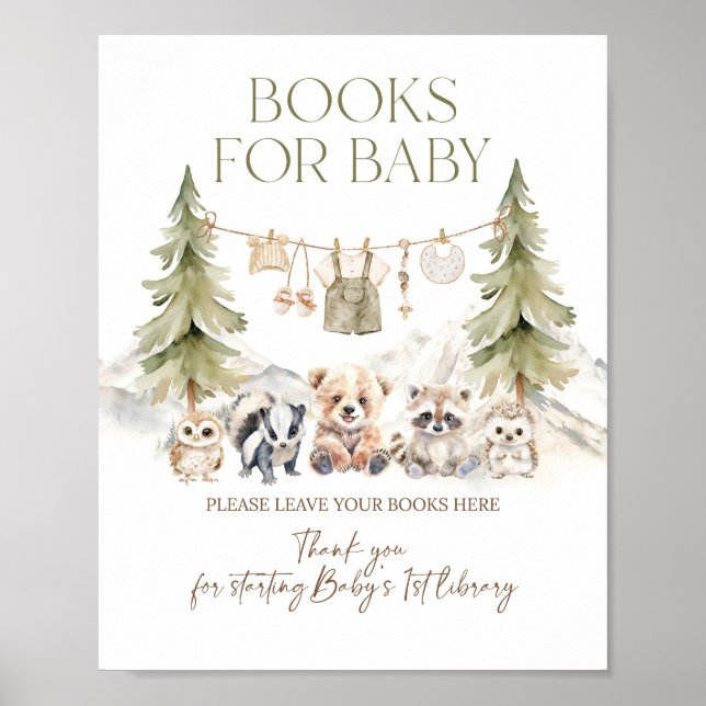 Affiche Books Request Woodland Adventure Boy Baby Shower (Devant)
