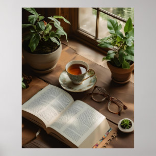 Affiche Books & Tea Club Esthétique cosy pour les amateu