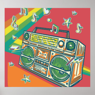 Affiche Boom Box Funky Conception colorée
