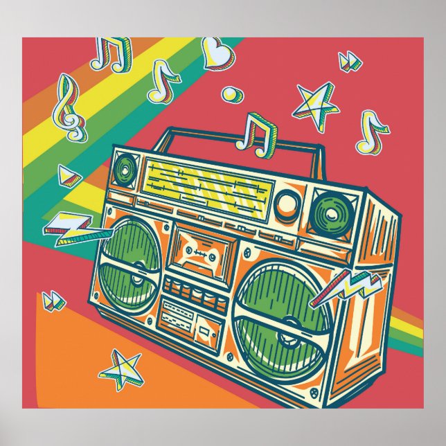 Affiche Boom Box Funky Conception colorée (Devant)