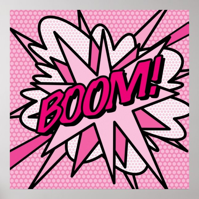 Affiche BOOM Pink Combook Pop Art Moderne Fun Retro (Devant)