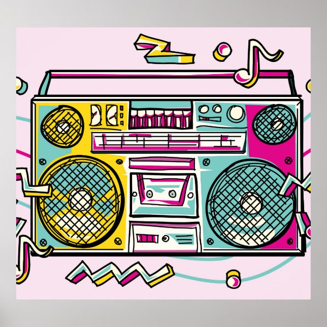 Affiche Boombox Funky Colorful Draful Design (Devant)