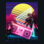 Affiche Boombox rose Funky des années 80 avec palmiers<br><div class="desc">Boombox rose Funky des années 80 avec palmiers</div>