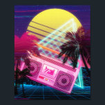 Affiche Boombox rose Funky des années 80 avec palmiers<br><div class="desc">Boombox rose Funky des années 80 avec palmiers</div>