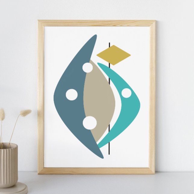 Affiche Boomerangs Bleus Moderne Milieu de Siècle (Créateur téléchargé)