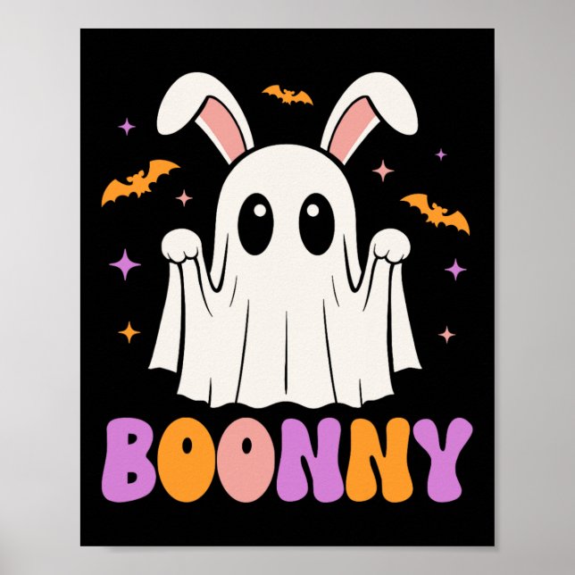Affiche Boonny mignonne Bunny Ghost Halloween Hommes Femme (Devant)