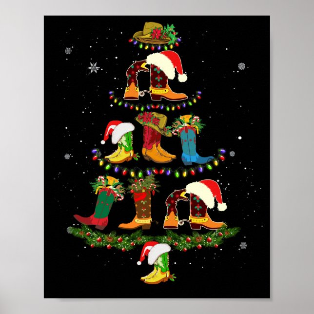 Affiche Boot Christmas Tree Line Dance Drôle Danser Bottes (Devant)