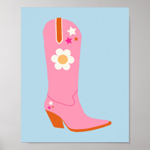 Affiche Boot Cowboy 02 Boots Pink And Blue Preppy