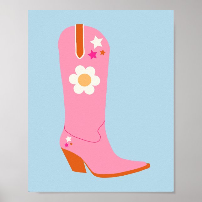 Affiche Boot Cowboy 02 Boots Pink And Blue Preppy (Devant)
