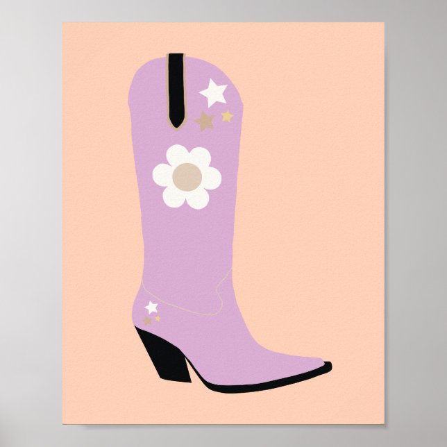 Affiche Boot Cowboy 07 Bottes Cowgirl Orange Et Violet (Devant)