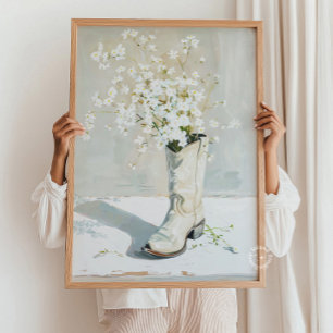 Affiche Boot De Femme Avec Peinture De Fleurs