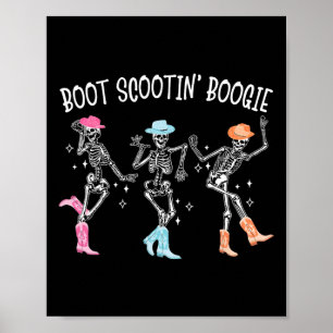 Affiche Boot Scootin' Boogie Retro Western Skeleton Dancin