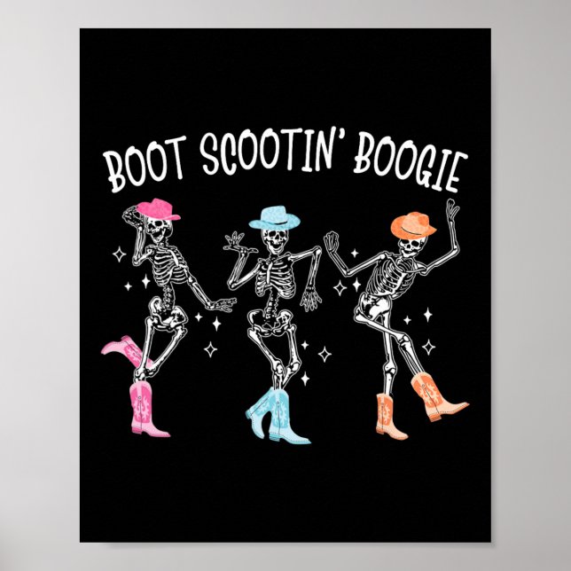 Affiche Boot Scootin' Boogie Retro Western Skeleton Dancin (Devant)