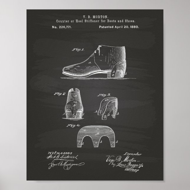 Affiche Boots and Shoes 1880 Patent Art Chalkboard (Devant)