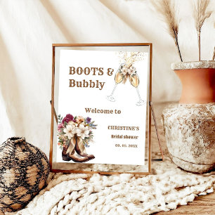 Affiche Boots & Bubbly Boho Fête des mariées ouest Bienven