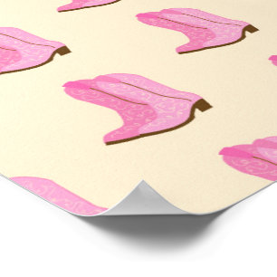 Affiche Boots Cowboy Pink Country Texas Ranch