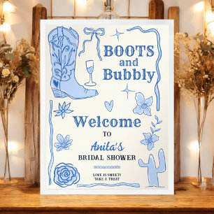 Affiche Boots et Bubbly Fête des mariées occidentale bienv