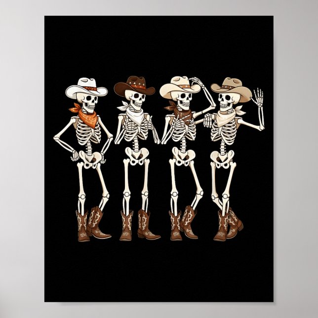 Affiche Boots Horse Dancing Skeleton Western Country Rodeo (Devant)
