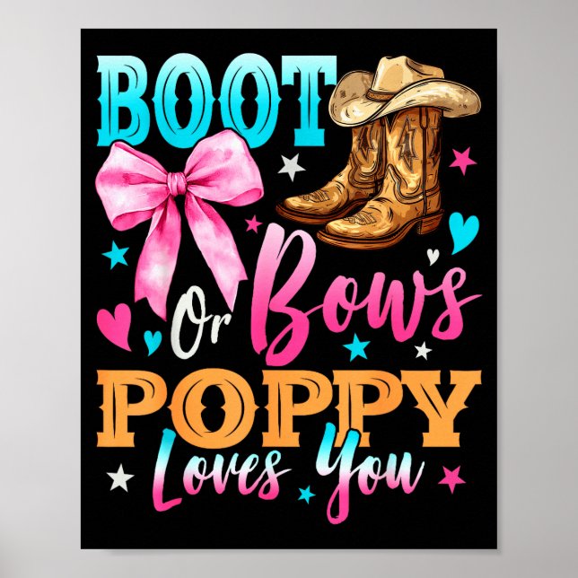 Affiche Boots Or Bows Ppy Loves You Gender Reveal Family  (Devant)