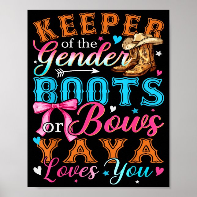 Affiche Boots Or Bows Yaya Loves You Gender Reveal Family  (Devant)