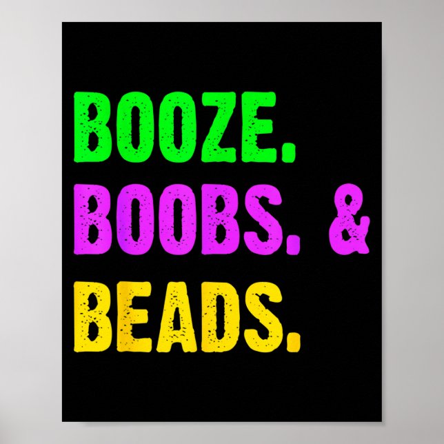 Affiche Booze S Beads Funny Mardi Gras New Orleans Festiva (Devant)