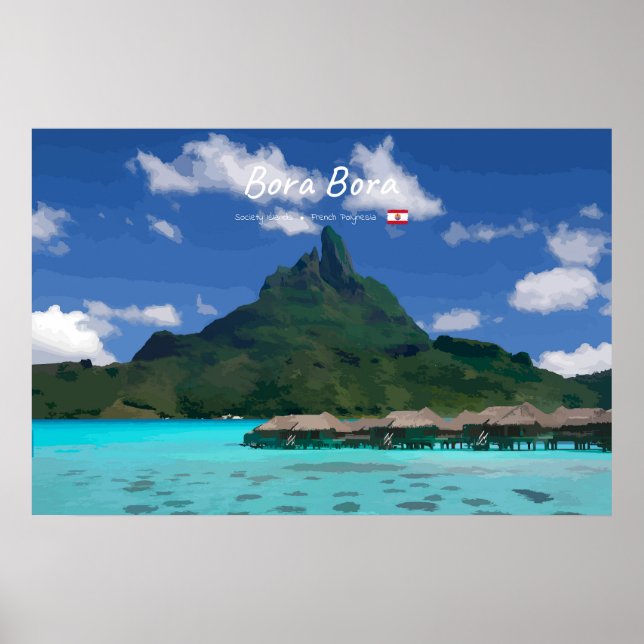 Affiche Bora Bora, Polynésie française - Resort de plage (Devant)