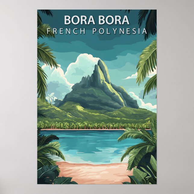 Affiche Bora Bora Polynésie Vintage Tropical (Devant)