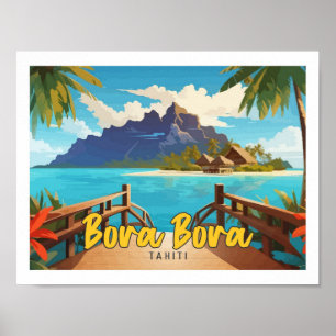 Affiche Bora Bora Tahiti Pop Art Illustration de voyage
