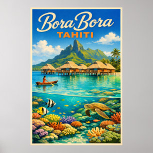 Affiche Bora Bora Tahiti - Voyage Rétro