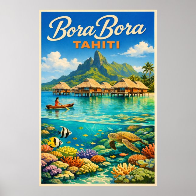 Affiche Bora Bora Tahiti - Voyage Rétro (Devant)