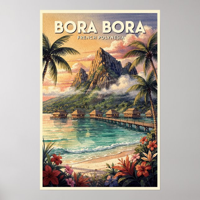 Affiche Bora Bora Voyage Vintage (Devant)