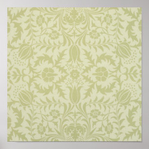 Affiche Borage vintage vert tendre damas de William Morris