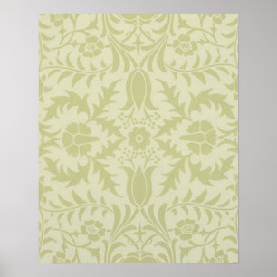 Affiche Borage vintage vert tendre damas de William Morris