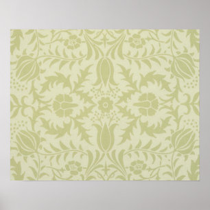 Affiche Borage vintage vert tendre damas de William Morris
