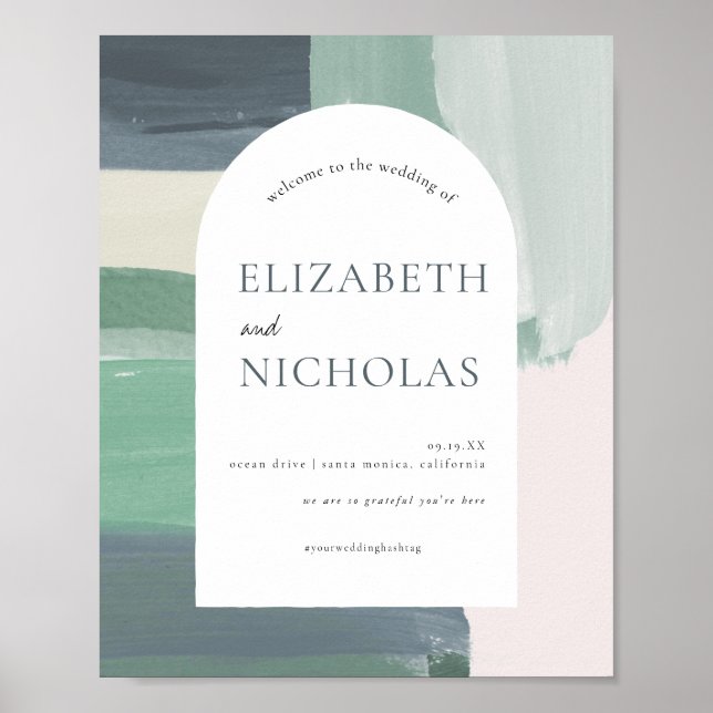 Affiche Bord de mer Ocean Glass | Bienvenue Mariage (Devant)