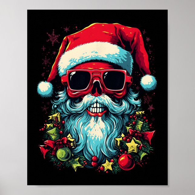 Affiche Bord festif Conception graphique de crâne de Noël  (Devant)
