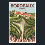 Affiche Bordeaux France Vineyard Travel Art Vintage<br><div class="desc">Conception de voyage vectorielle rétro Bordeaux. Bordeaux,  plaque tournante de la célèbre région viticole,  est une ville portuaire sur la Garonne dans le sud-ouest de la France.</div>