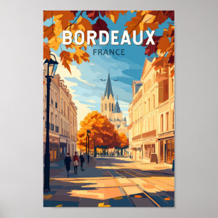 Affiche Bordeaux France Vineyard Travel Art Vintage