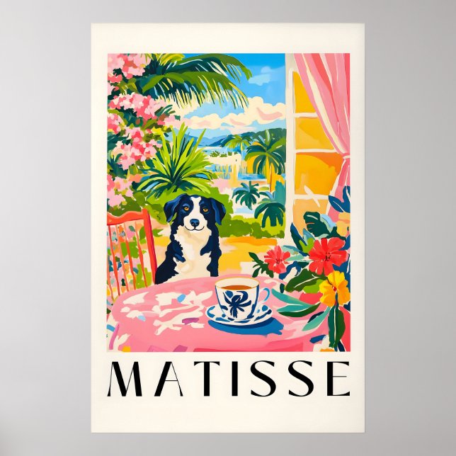 Affiche Border Collie Matisse Print Funny Dog & Coffee (Devant)