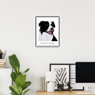 Affiche Border Collie Noir et Blanc Chien de Compagnie