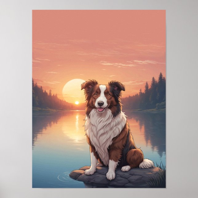 Affiche Border Collie rouge (Devant)