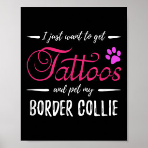 Affiche Bordure Collie Amoureux des chiens Tatouage Drôle 