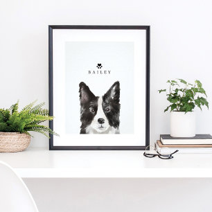 Affiche Bordure Collie Aquarelle Illustration Nom du chien