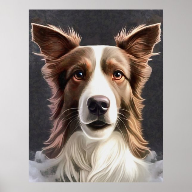 Affiche Bordure Collie Chien Fine Art Portrait d'animal de (Devant)