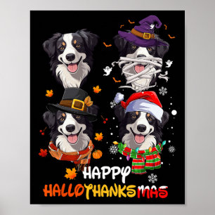 Affiche Bordure Collie Chien Hallothanksmas Halloween Than